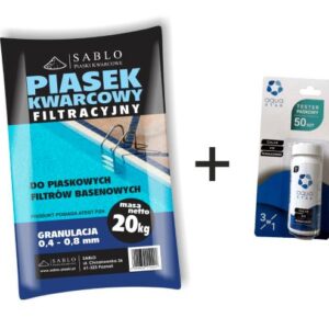 PIASEK KWARCOWY DO POMPY BASENOWEJ PIASKOWEJ PZH 20kg 0,4-0,8 mm – FILTRACYJNY + TESTER PH